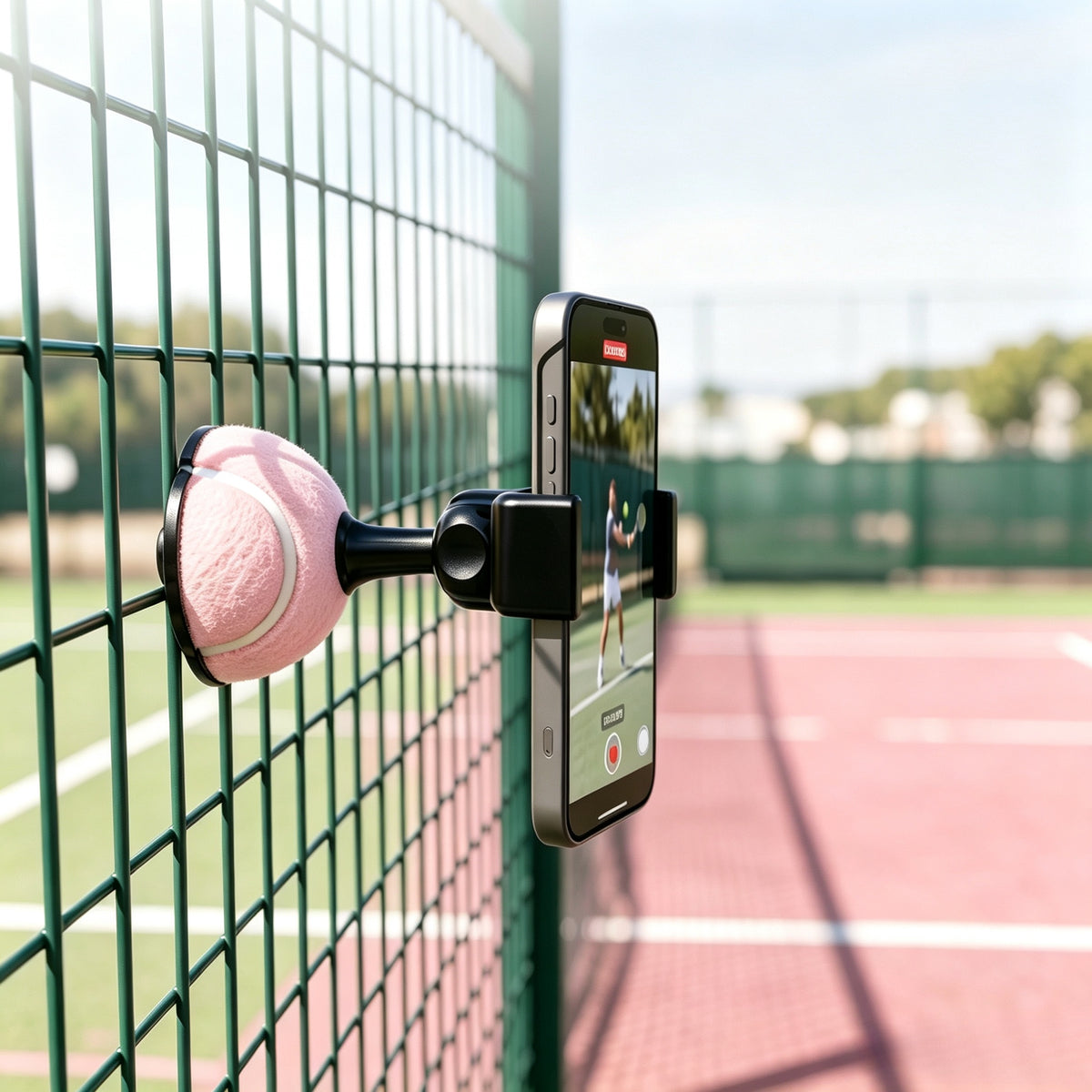 Fence Phone Mount for Court Recording, Phone Holder Compatible with Tennis and Pickleball Court Fences, 360 Degree Adjustable Hands‑Free Shooting Accessory