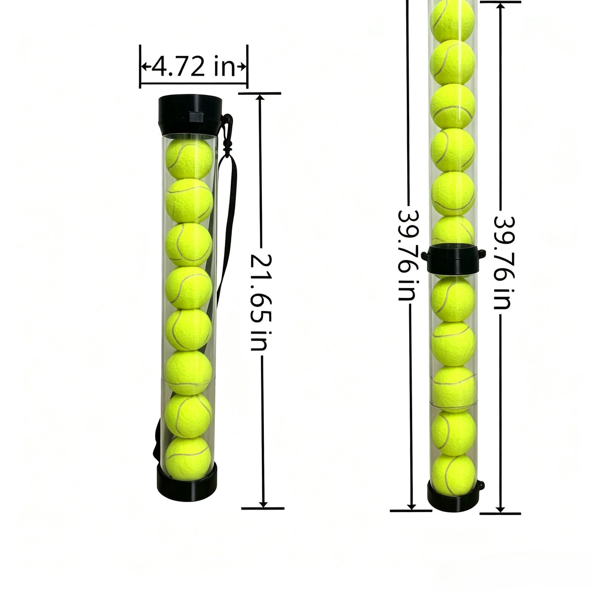 Tennis Pickup Tube, 2‑Piece Collapsible Tennis Ball Collector, Holds 16 Standard Tennis Balls, Portable Ball Retriever for Tennis Court Training, Balls NOT Included