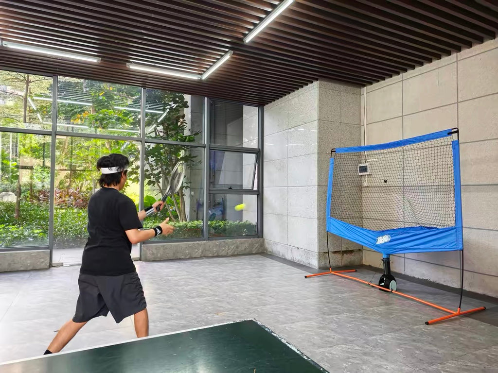 Automatic Tennis Ball Launcher with Ball Return Net, Self-Practice Training System for Court