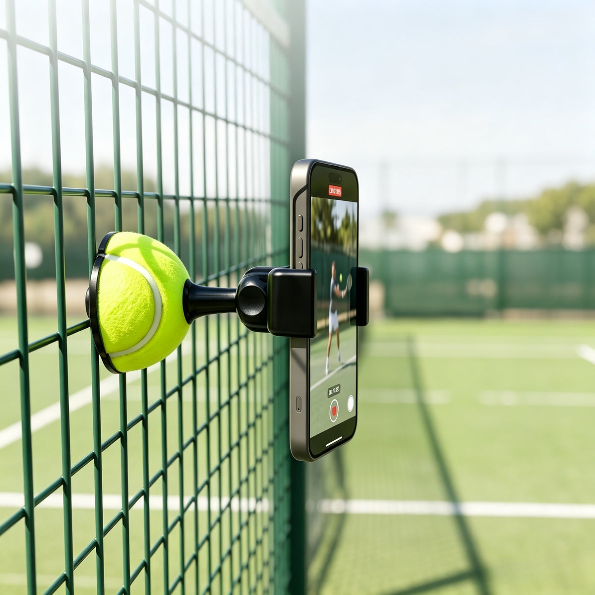 Fence Phone Mount for Court Recording, Phone Holder Compatible with Tennis and Pickleball Court Fences, 360 Degree Adjustable Hands‑Free Shooting Accessory