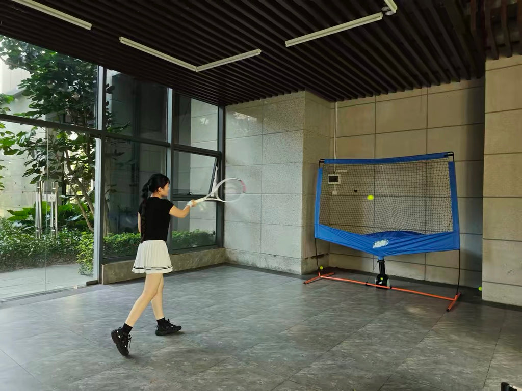 Automatic Tennis Ball Launcher with Ball Return Net, Self-Practice Training System for Court